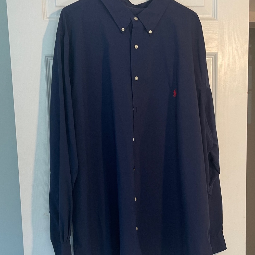 Ralph Lauren Performance Navy Button-Down Long-Sleeve Shirt